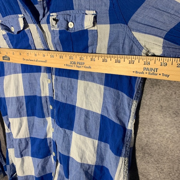 Abercrombie & Fitch Womens Plaid Button Down Shirt Size M Blue Long Sleeve - Picture 4 of 7
